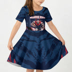 Personalised Melbourne Demons Football Kid Short Sleeve Dress Fierce Devil Mascot 3D Grunge City Art