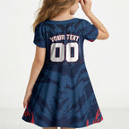 Personalised Melbourne Demons Football Kid Short Sleeve Dress Fierce Devil Mascot 3D Grunge City Art