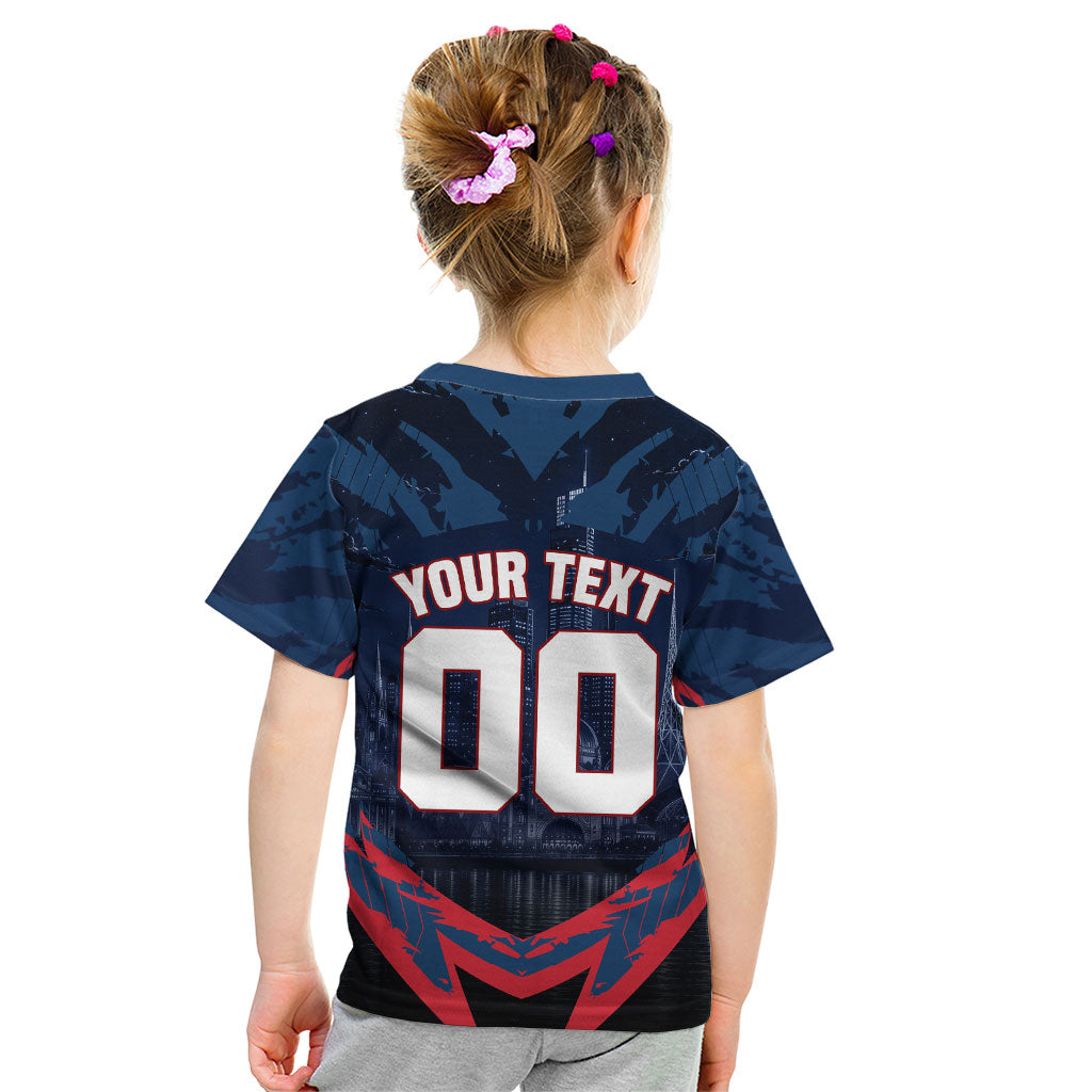 Personalised Melbourne Demons Football Kid T Shirt Fierce Devil Mascot 3D Grunge City Art