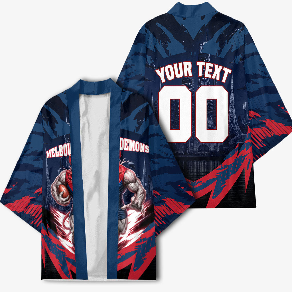 Personalised Melbourne Demons Football Kimono Fierce Devil Mascot 3D Grunge City Art