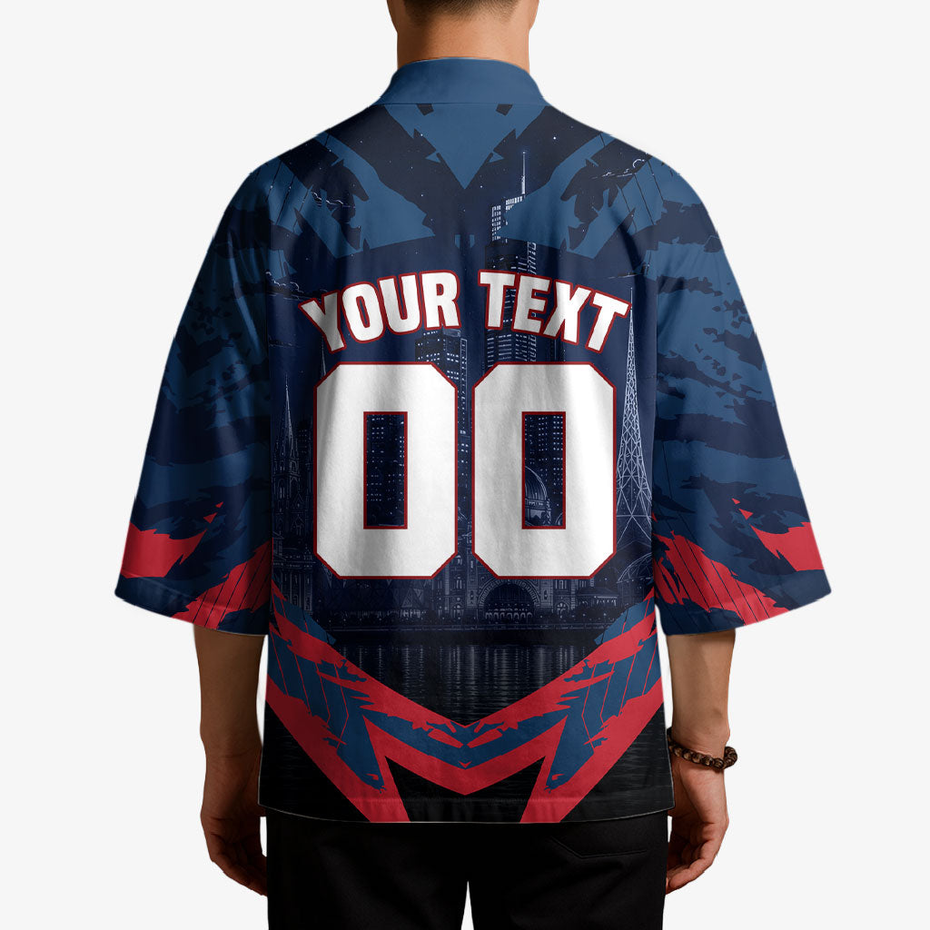 Personalised Melbourne Demons Football Kimono Fierce Devil Mascot 3D Grunge City Art