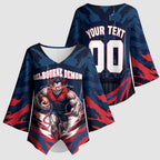 Personalised Melbourne Demons Football Kimono Sleeve Blouse Fierce Devil Mascot 3D Grunge City Art