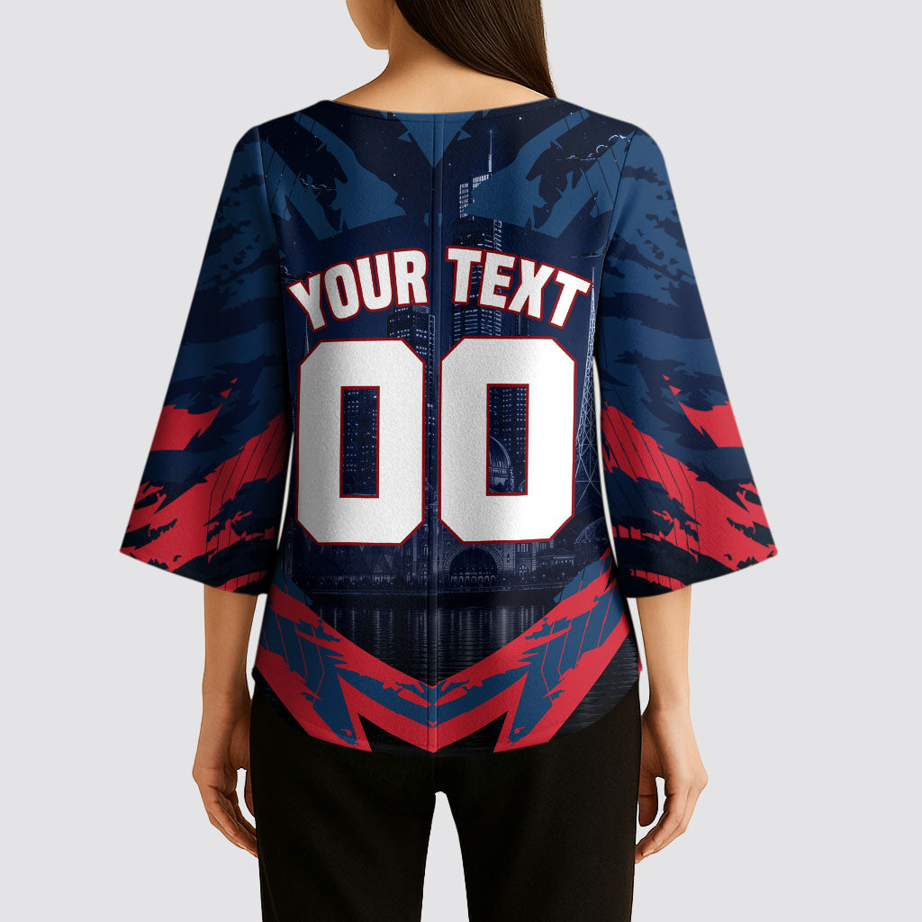 Personalised Melbourne Demons Football Kimono Sleeve Blouse Fierce Devil Mascot 3D Grunge City Art