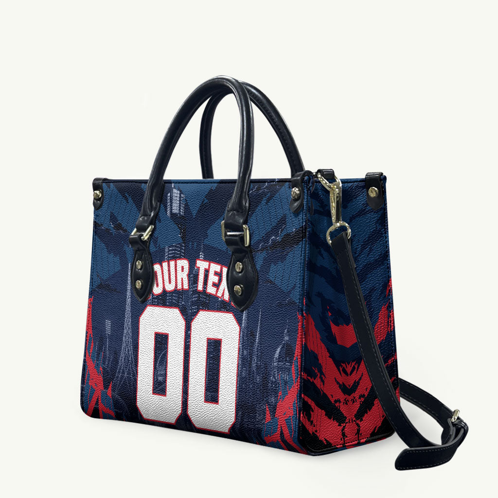 Personalised Melbourne Demons Football Leather Bag Fierce Devil Mascot 3D Grunge City Art