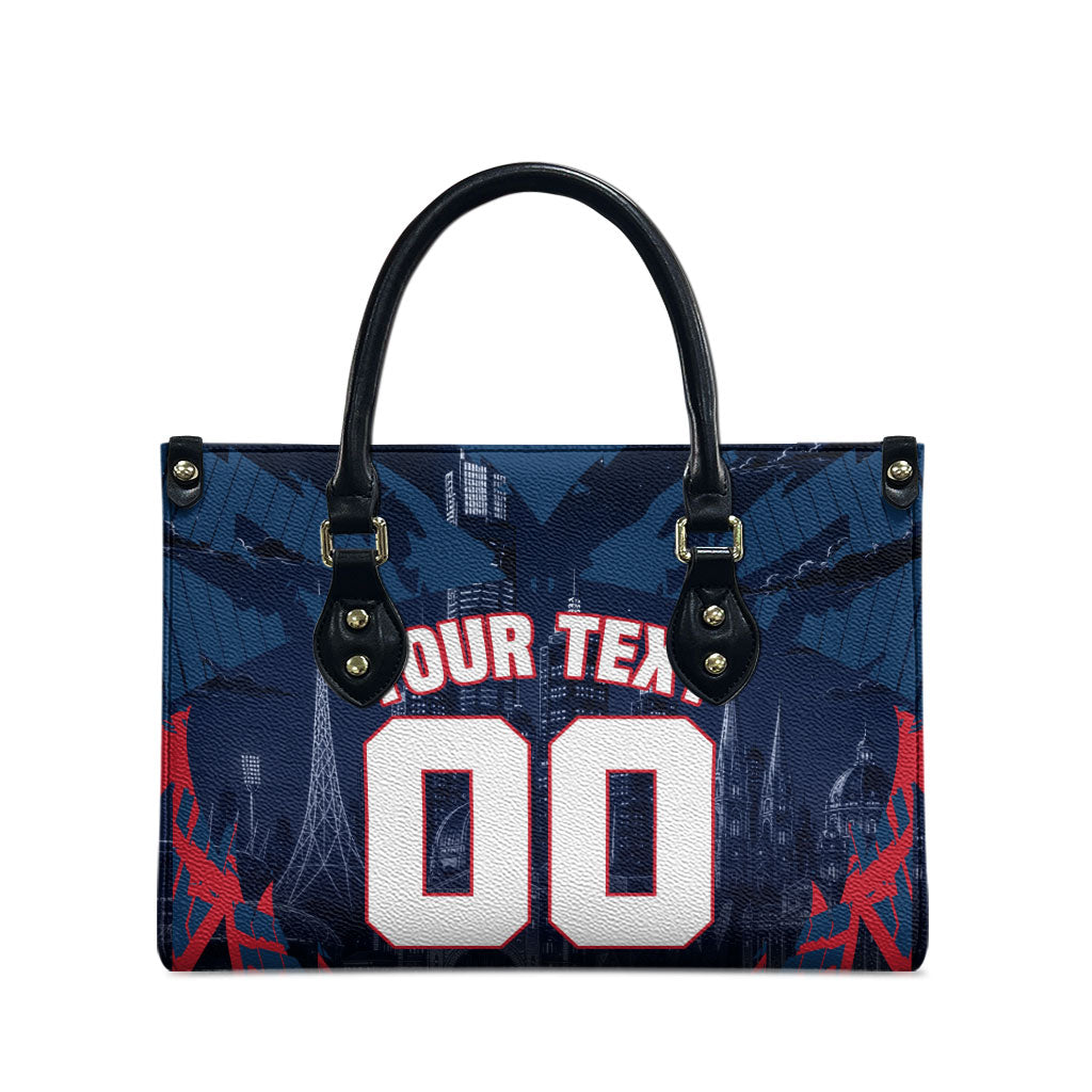 Personalised Melbourne Demons Football Leather Bag Fierce Devil Mascot 3D Grunge City Art