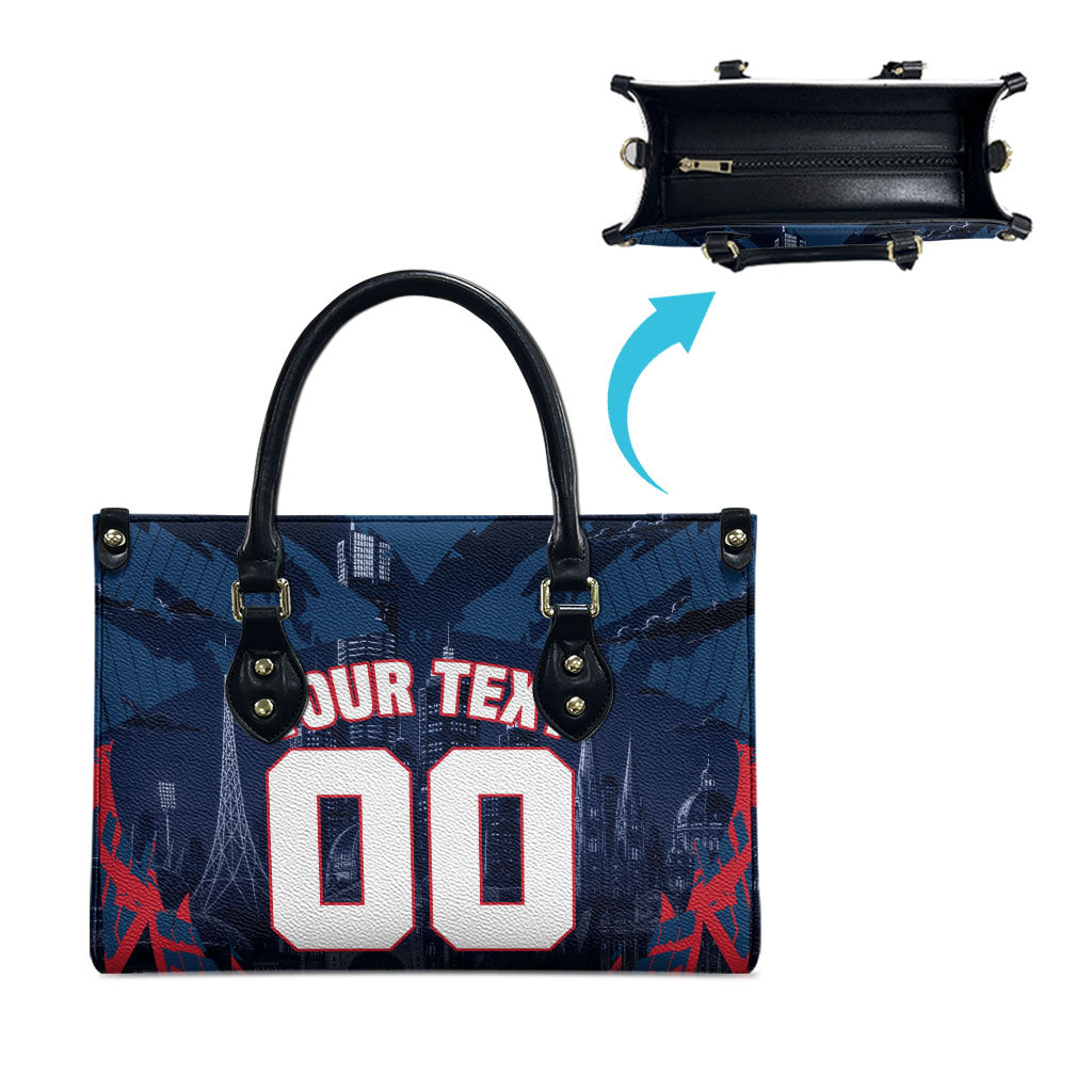 Personalised Melbourne Demons Football Leather Bag Fierce Devil Mascot 3D Grunge City Art
