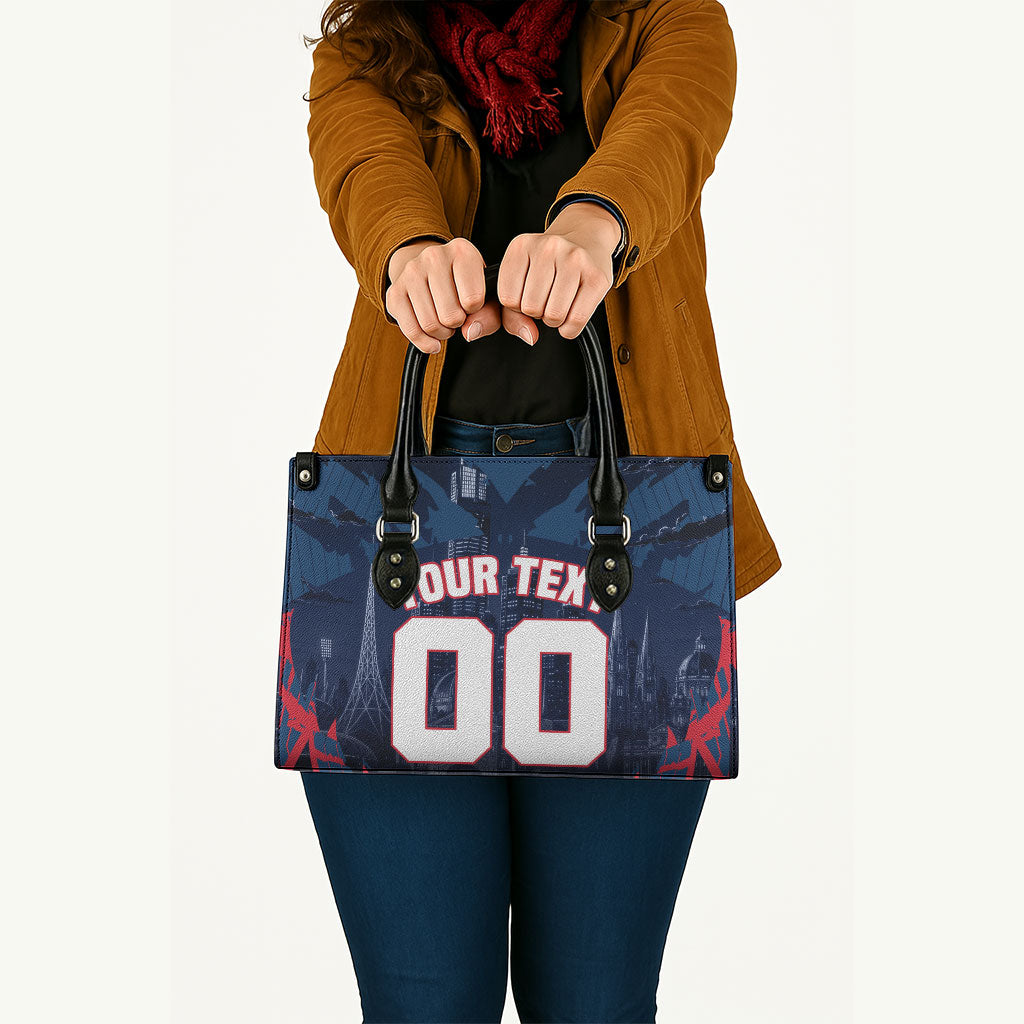 Personalised Melbourne Demons Football Leather Bag Fierce Devil Mascot 3D Grunge City Art
