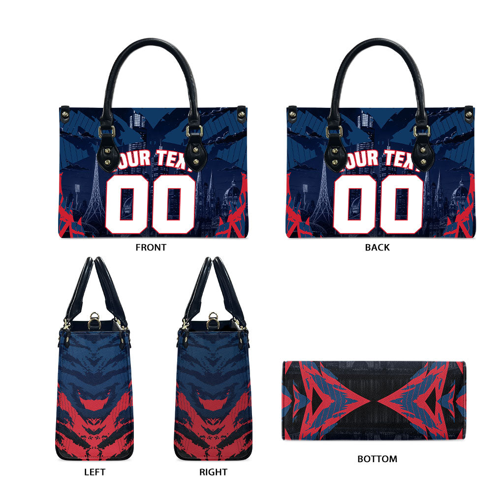 Personalised Melbourne Demons Football Leather Bag Fierce Devil Mascot 3D Grunge City Art