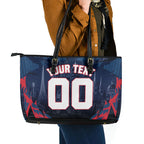Personalised Melbourne Demons Football Leather Tote Bag Fierce Devil Mascot 3D Grunge City Art