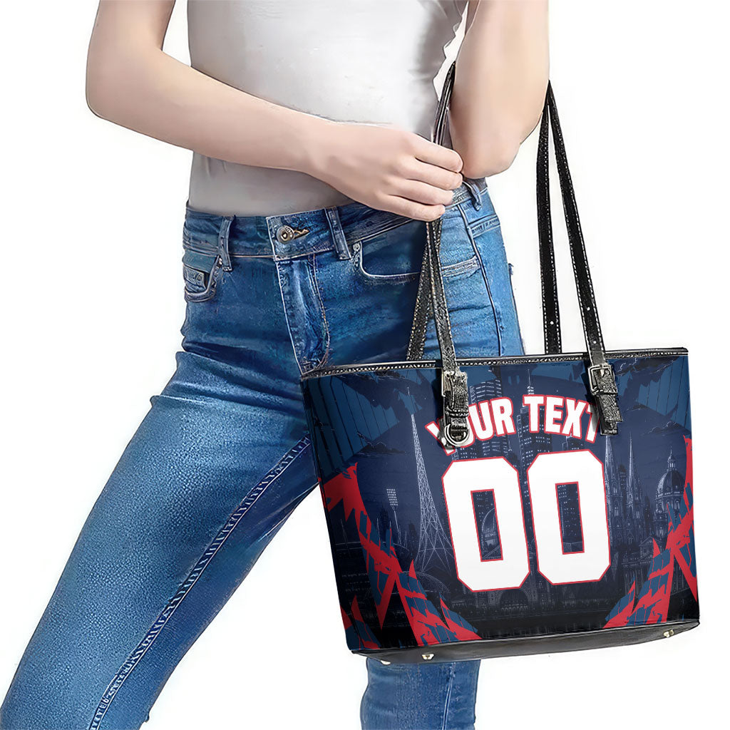 Personalised Melbourne Demons Football Leather Tote Bag Fierce Devil Mascot 3D Grunge City Art