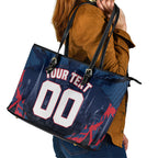 Personalised Melbourne Demons Football Leather Tote Bag Fierce Devil Mascot 3D Grunge City Art