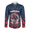 Personalised Melbourne Demons Football Long Sleeve Button Shirt Fierce Devil Mascot 3D Grunge City Art