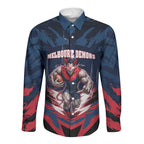 Personalised Melbourne Demons Football Long Sleeve Button Shirt Fierce Devil Mascot 3D Grunge City Art