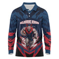Personalised Melbourne Demons Football Long Sleeve Polo Shirt Fierce Devil Mascot 3D Grunge City Art