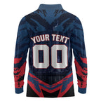 Personalised Melbourne Demons Football Long Sleeve Polo Shirt Fierce Devil Mascot 3D Grunge City Art