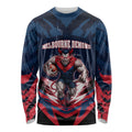 Personalised Melbourne Demons Football Long Sleeve Shirt Fierce Devil Mascot 3D Grunge City Art