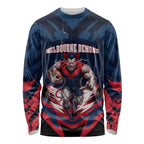 Personalised Melbourne Demons Football Long Sleeve Shirt Fierce Devil Mascot 3D Grunge City Art
