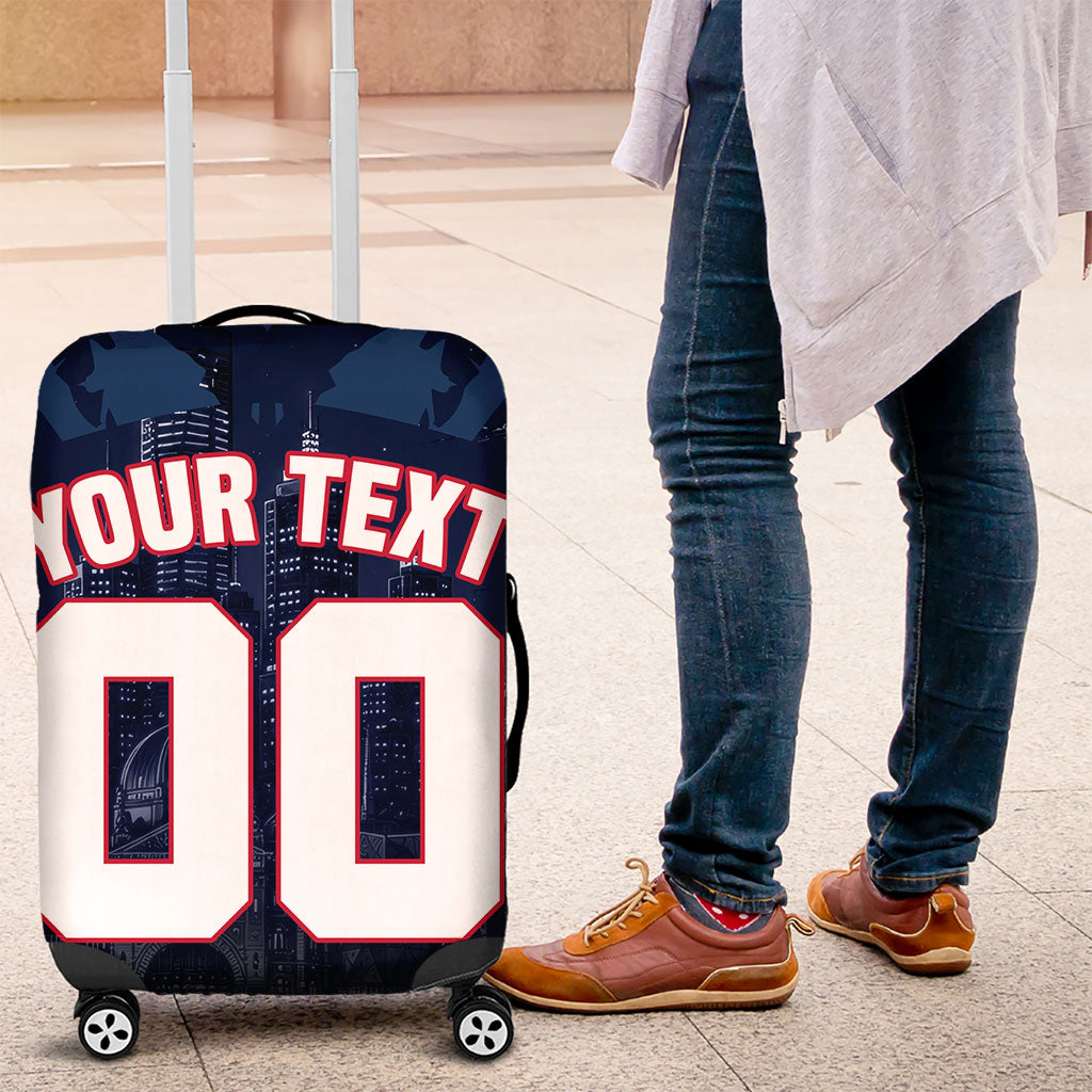 Personalised Melbourne Demons Football Luggage Cover Fierce Devil Mascot 3D Grunge City Art