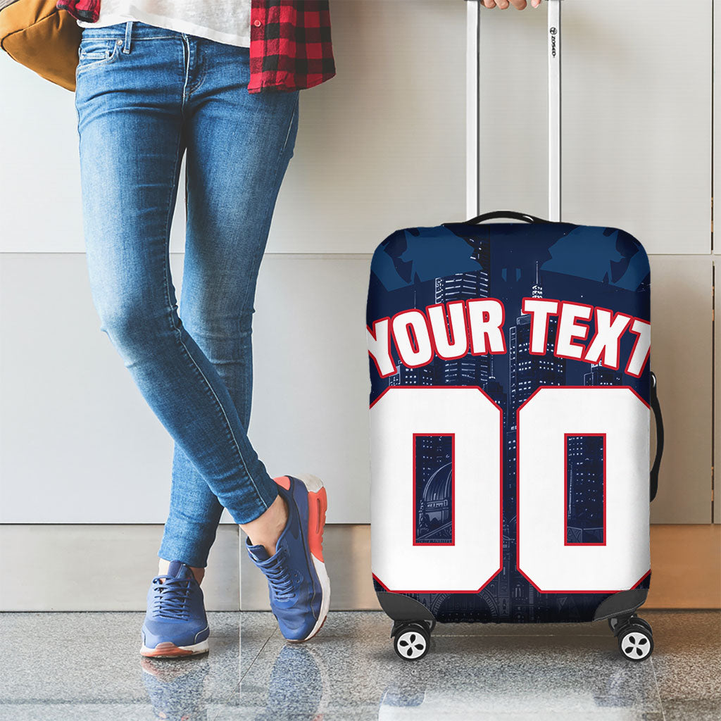 Personalised Melbourne Demons Football Luggage Cover Fierce Devil Mascot 3D Grunge City Art