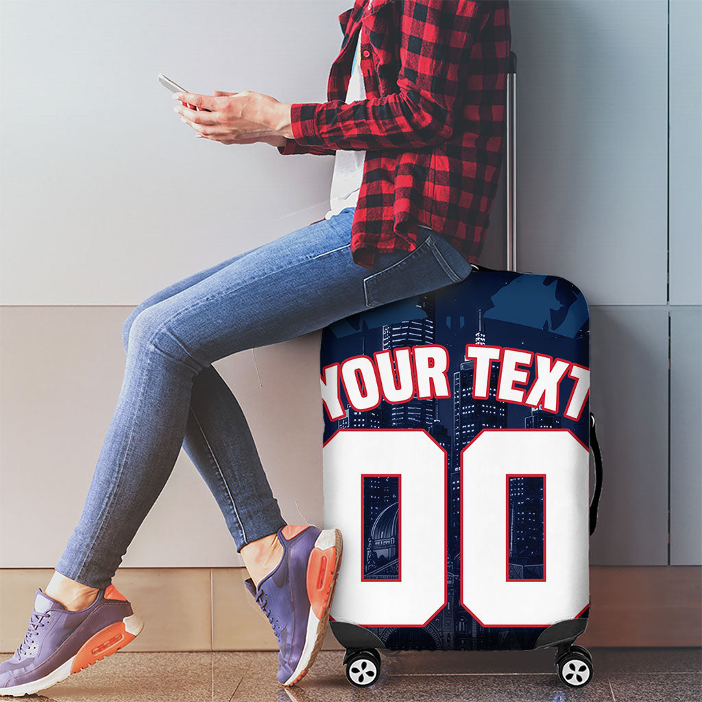 Personalised Melbourne Demons Football Luggage Cover Fierce Devil Mascot 3D Grunge City Art