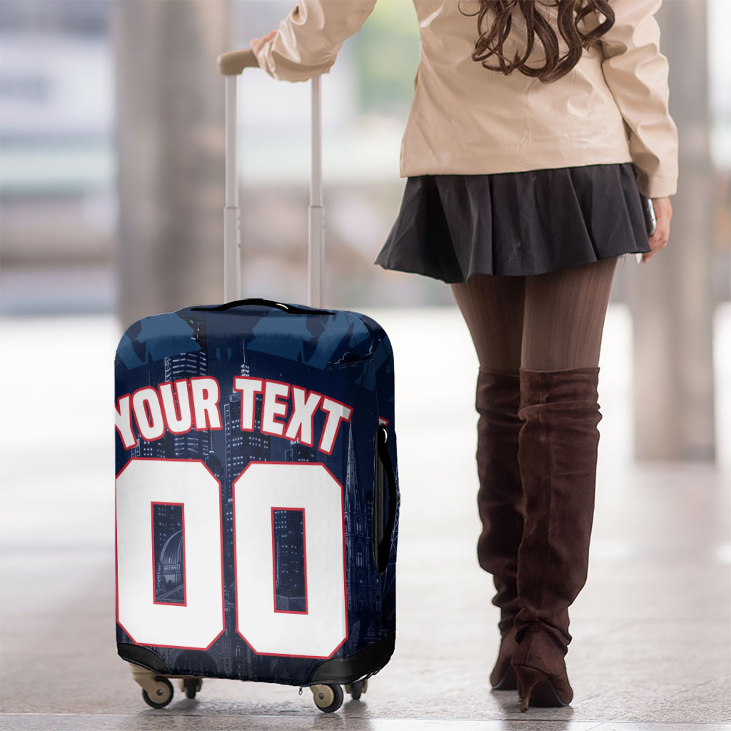 Personalised Melbourne Demons Football Luggage Cover Fierce Devil Mascot 3D Grunge City Art