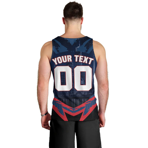 Personalised Melbourne Demons Football Men Tank Top Fierce Devil Mascot 3D Grunge City Art