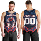 Personalised Melbourne Demons Football Men Tank Top Fierce Devil Mascot 3D Grunge City Art