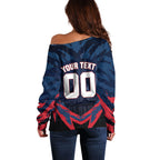 Personalised Melbourne Demons Football Off Shoulder Sweater Fierce Devil Mascot 3D Grunge City Art