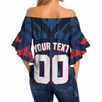 Personalised Melbourne Demons Football Off Shoulder Wrap Waist Top Fierce Devil Mascot 3D Grunge City Art