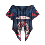 Personalised Melbourne Demons Football Off Shoulder Wrap Waist Top Fierce Devil Mascot 3D Grunge City Art