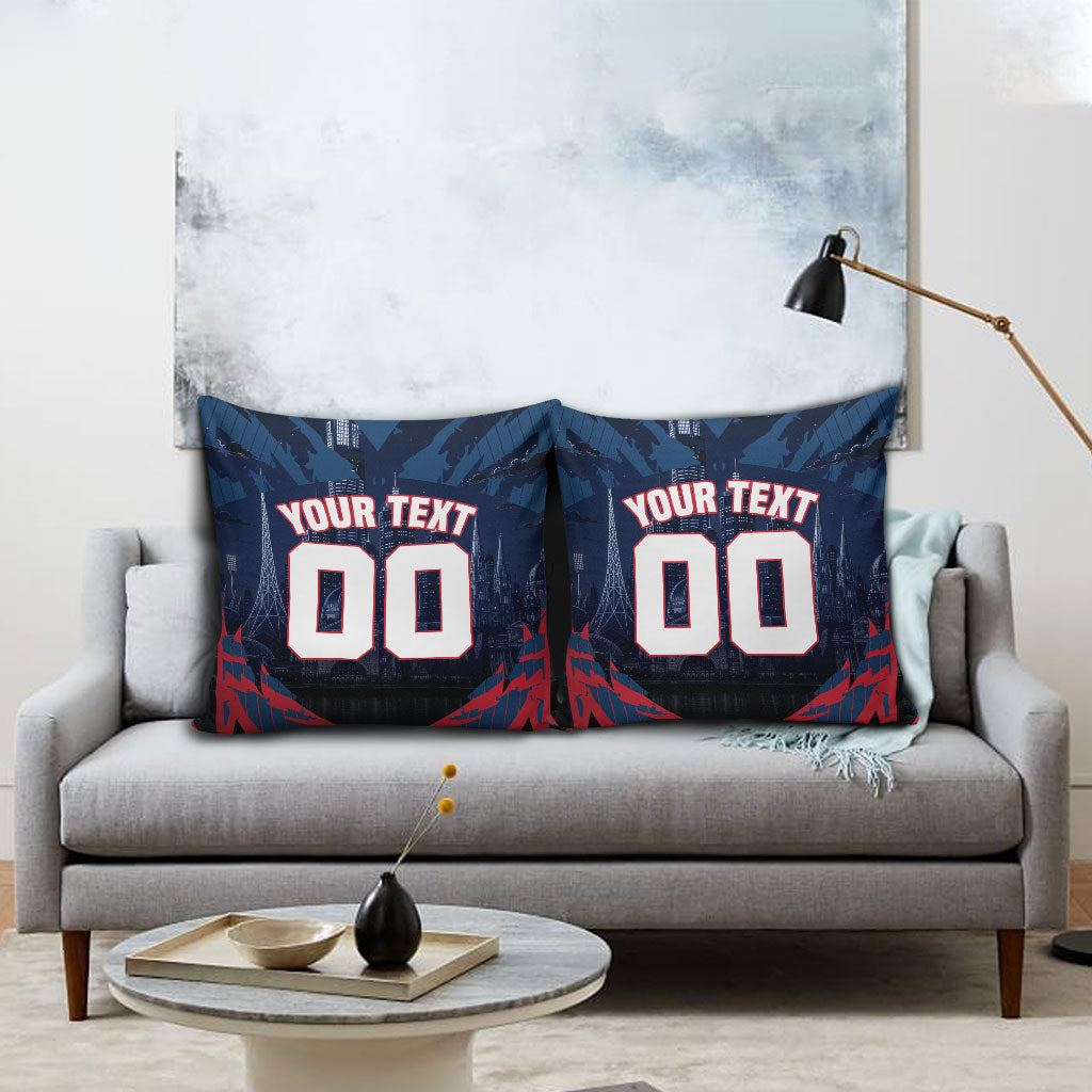 Personalised Melbourne Demons Football Pillow Cover Fierce Devil Mascot 3D Grunge City Art