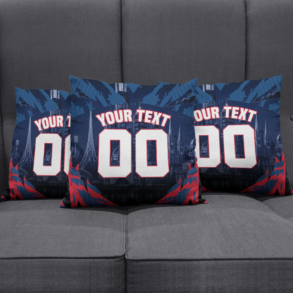 Personalised Melbourne Demons Football Pillow Cover Fierce Devil Mascot 3D Grunge City Art