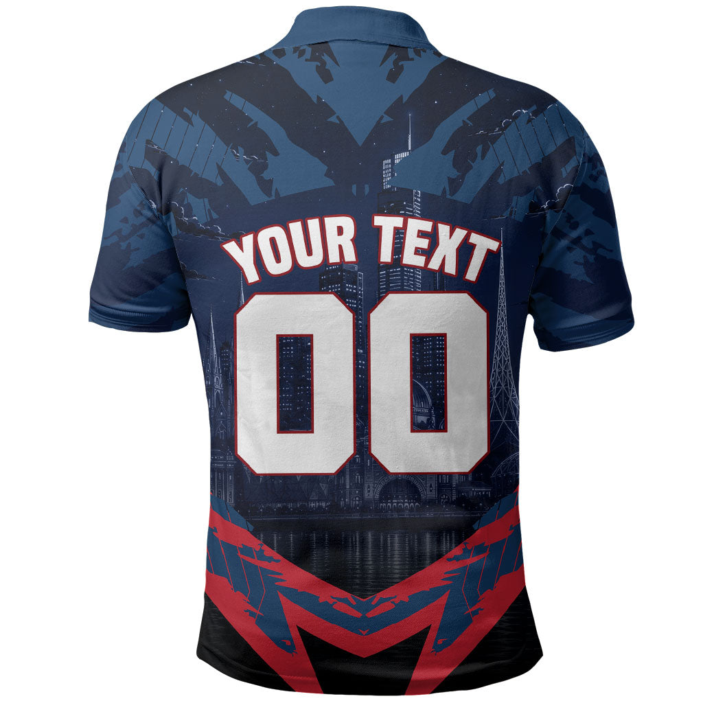 Personalised Melbourne Demons Football Polo Shirt Fierce Devil Mascot 3D Grunge City Art