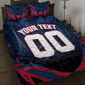 Personalised Melbourne Demons Football Quilt Bed Set Fierce Devil Mascot 3D Grunge City Art