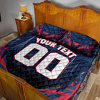 Personalised Melbourne Demons Football Quilt Bed Set Fierce Devil Mascot 3D Grunge City Art