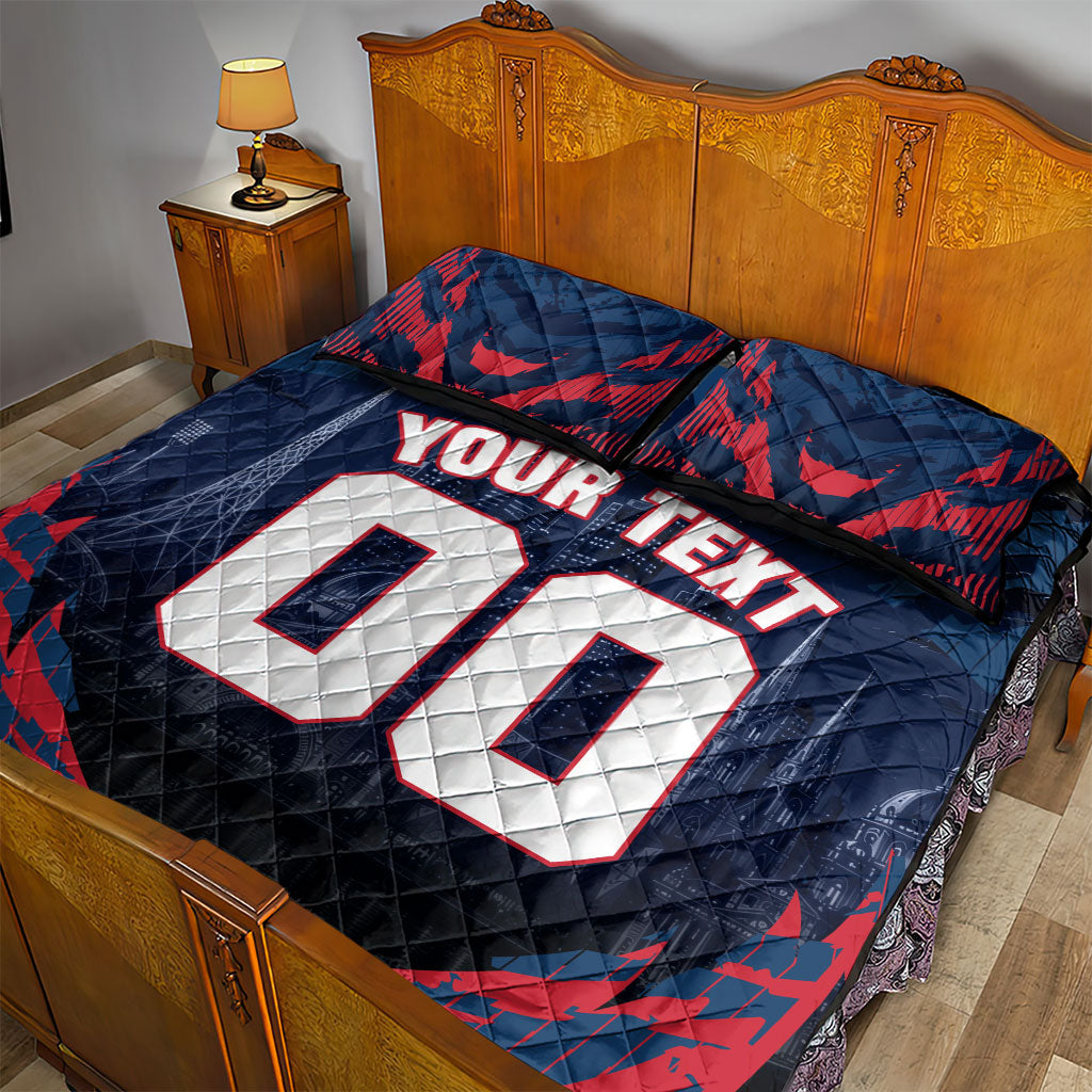 Personalised Melbourne Demons Football Quilt Bed Set Fierce Devil Mascot 3D Grunge City Art