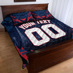 Personalised Melbourne Demons Football Quilt Bed Set Fierce Devil Mascot 3D Grunge City Art