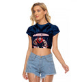 Personalised Melbourne Demons Football Raglan Cropped T Shirt Fierce Devil Mascot 3D Grunge City Art