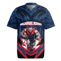 Personalised Melbourne Demons Football Rugby Jersey Fierce Devil Mascot 3D Grunge City Art