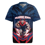 Personalised Melbourne Demons Football Rugby Jersey Fierce Devil Mascot 3D Grunge City Art