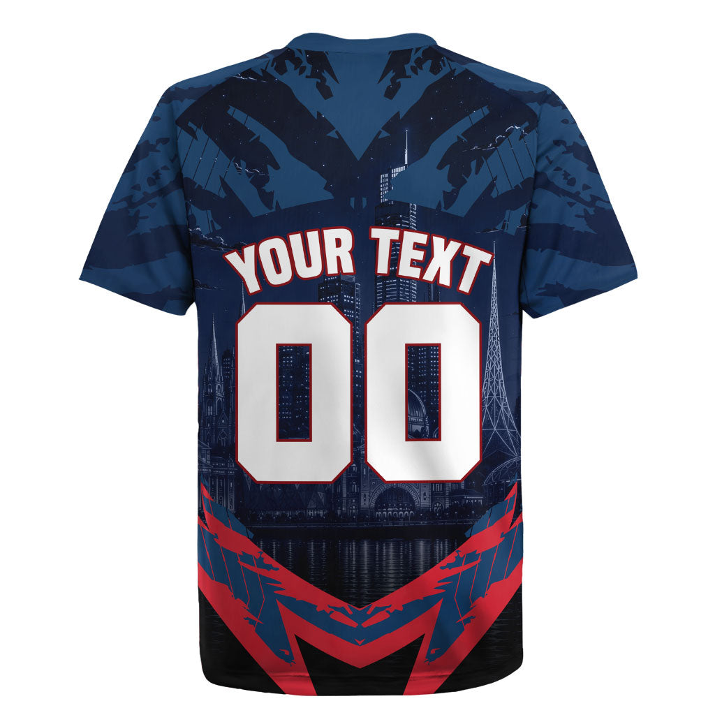 Personalised Melbourne Demons Football Rugby Jersey Fierce Devil Mascot 3D Grunge City Art