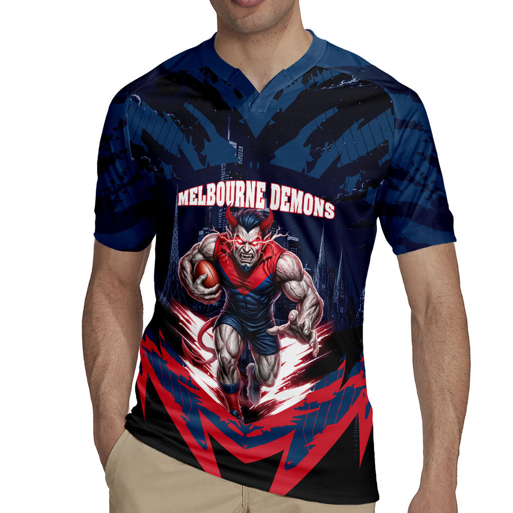 Personalised Melbourne Demons Football Rugby Jersey Fierce Devil Mascot 3D Grunge City Art
