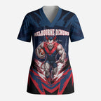 Personalised Melbourne Demons Football Scrub Top Fierce Devil Mascot 3D Grunge City Art