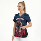 Personalised Melbourne Demons Football Scrub Top Fierce Devil Mascot 3D Grunge City Art
