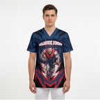 Personalised Melbourne Demons Football Scrub Top Fierce Devil Mascot 3D Grunge City Art