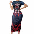 Personalised Melbourne Demons Football Short Sleeve Bodycon Dress Fierce Devil Mascot 3D Grunge City Art
