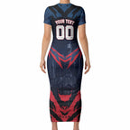 Personalised Melbourne Demons Football Short Sleeve Bodycon Dress Fierce Devil Mascot 3D Grunge City Art