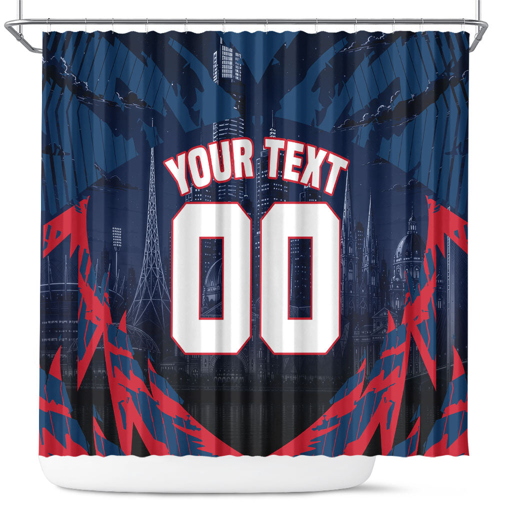 Personalised Melbourne Demons Football Shower Curtain Fierce Devil Mascot 3D Grunge City Art