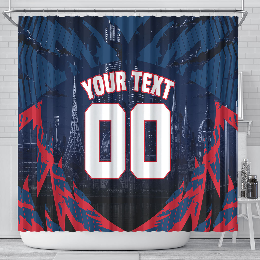 Personalised Melbourne Demons Football Shower Curtain Fierce Devil Mascot 3D Grunge City Art