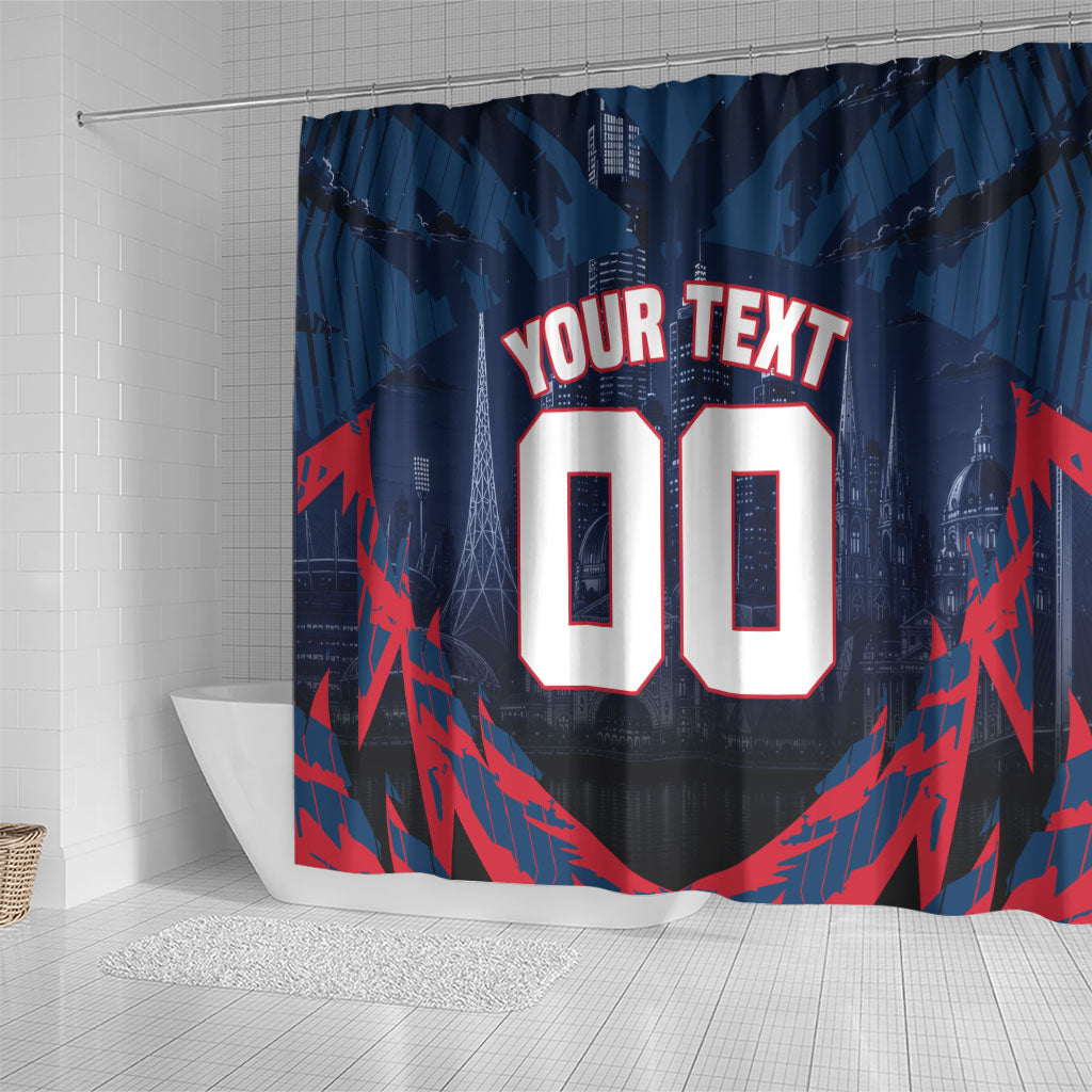 Personalised Melbourne Demons Football Shower Curtain Fierce Devil Mascot 3D Grunge City Art
